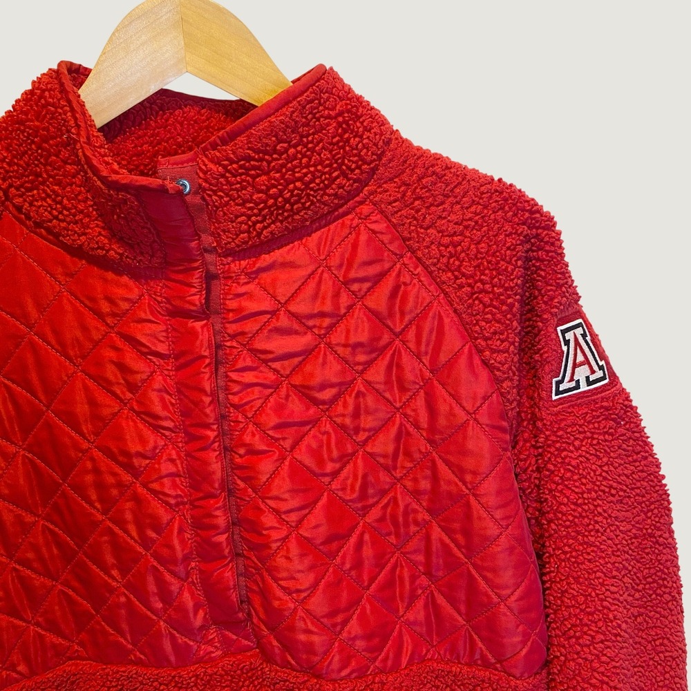 Colosseum Pullover Womens Medium Red Excellent Arizona Wildcats Quilted Sherpa